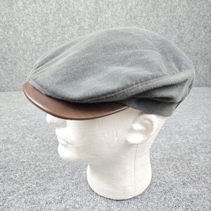 Vtg 90s Nike Newsboy Cap Flat Hat Made in USA Leather Bill U7-PHI Gray Medium